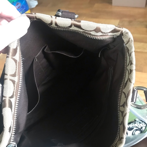 Coach purse $75. Light brown/brown leather pattern - Picture 3 of 4